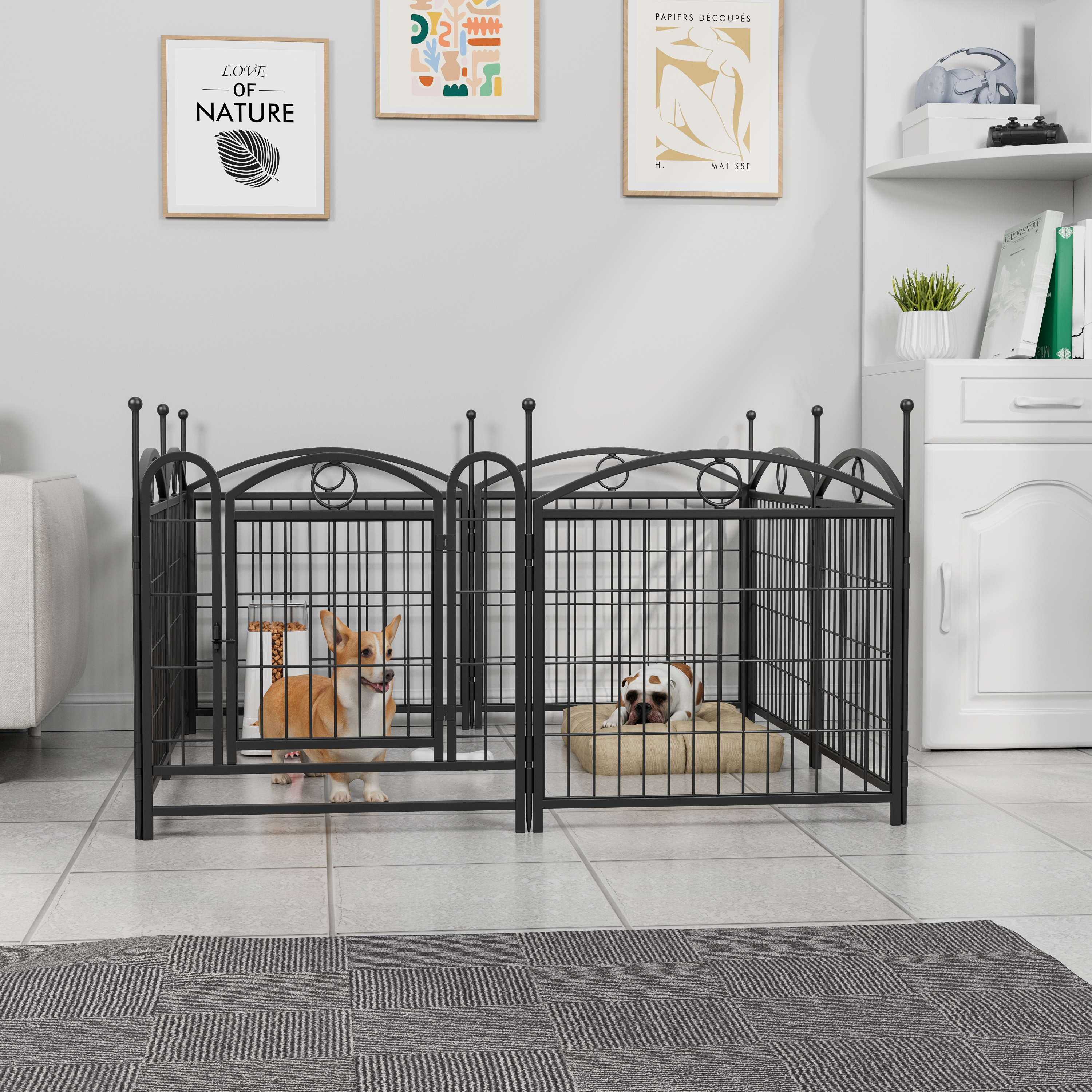 Dog Playpen Indoor 24 inch 8 Panels Metal Dog Pen Pet Dog Fence Outdoor Exercise Pen with Doors, Heavy Duty Dog Fence Puppy Pen for Large Medium Small Dogs Indoor Outdoor Foldable Pet Exercise Pen